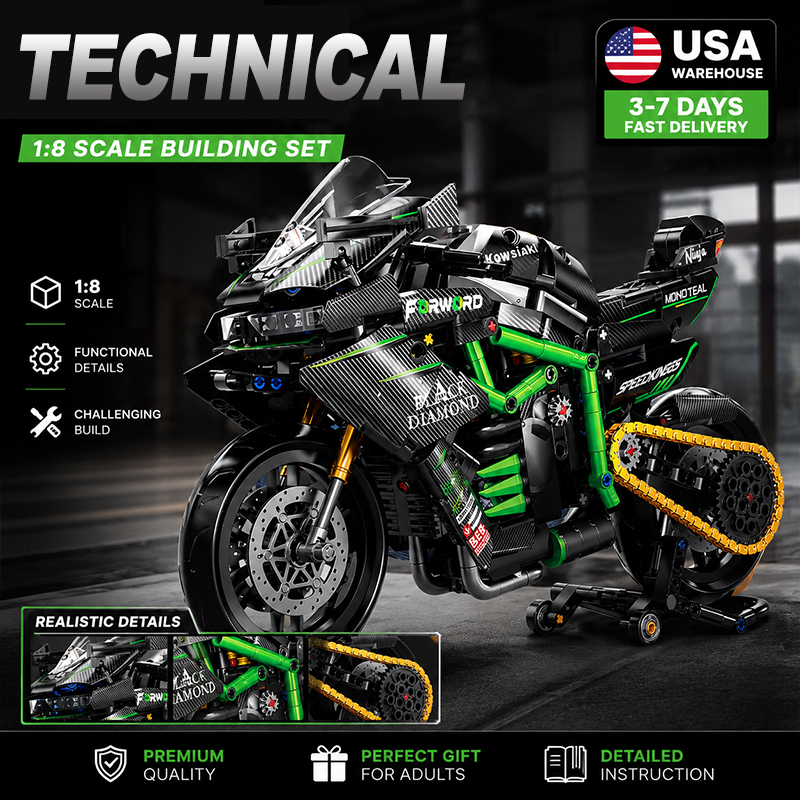 Model Kit Motor Nuclear - New MOC Motorcycle Building Blocks 1:8