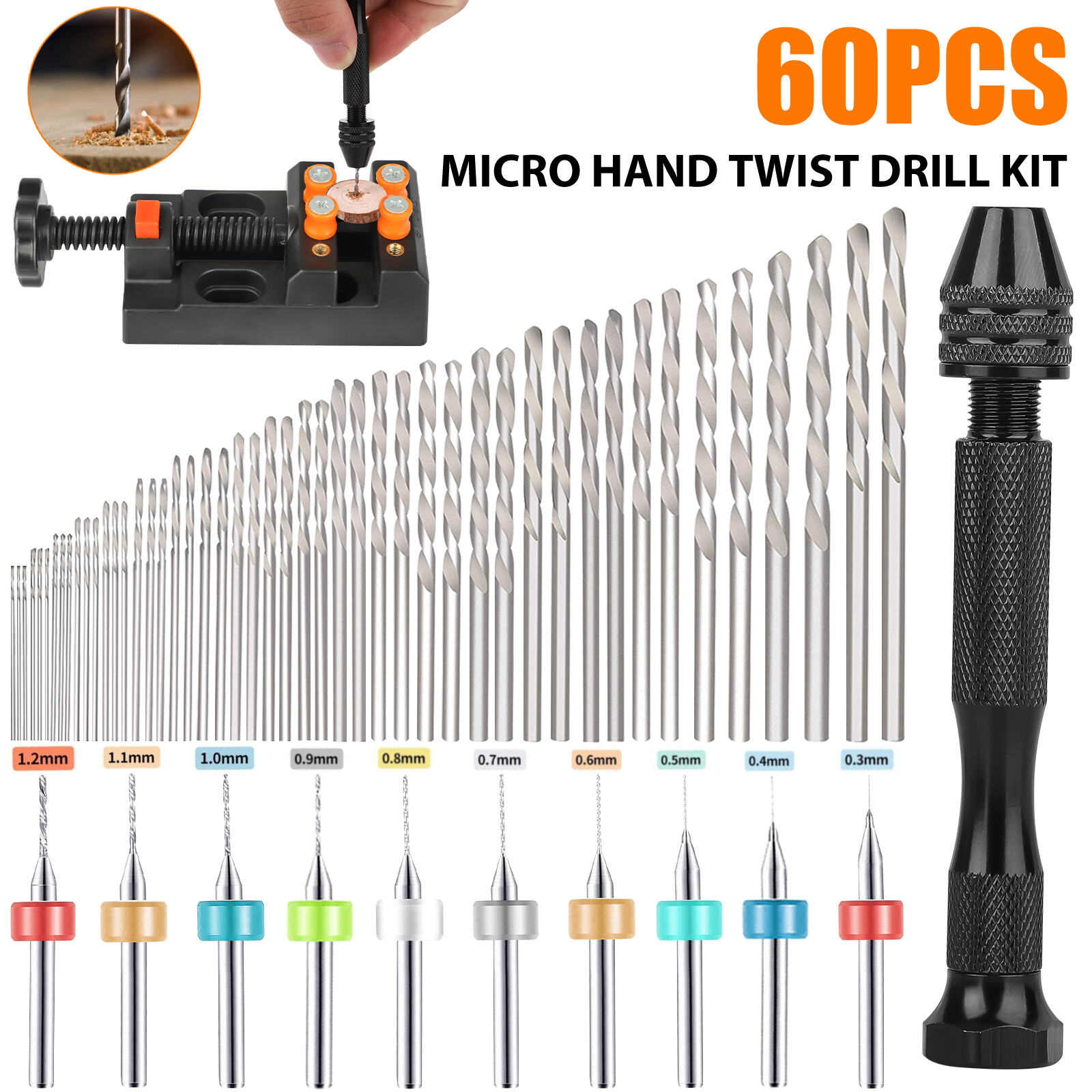 60Pcs Mini Micro Hand Drill Bi - Pin Vice Micro 评论和价格
